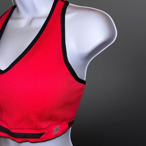 New Balance Logo Racerback Sports Bra Red Black Size XL - Picture 3 of 5